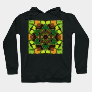 Cartoon Mandala Flower Green Yellow and Orange Hoodie